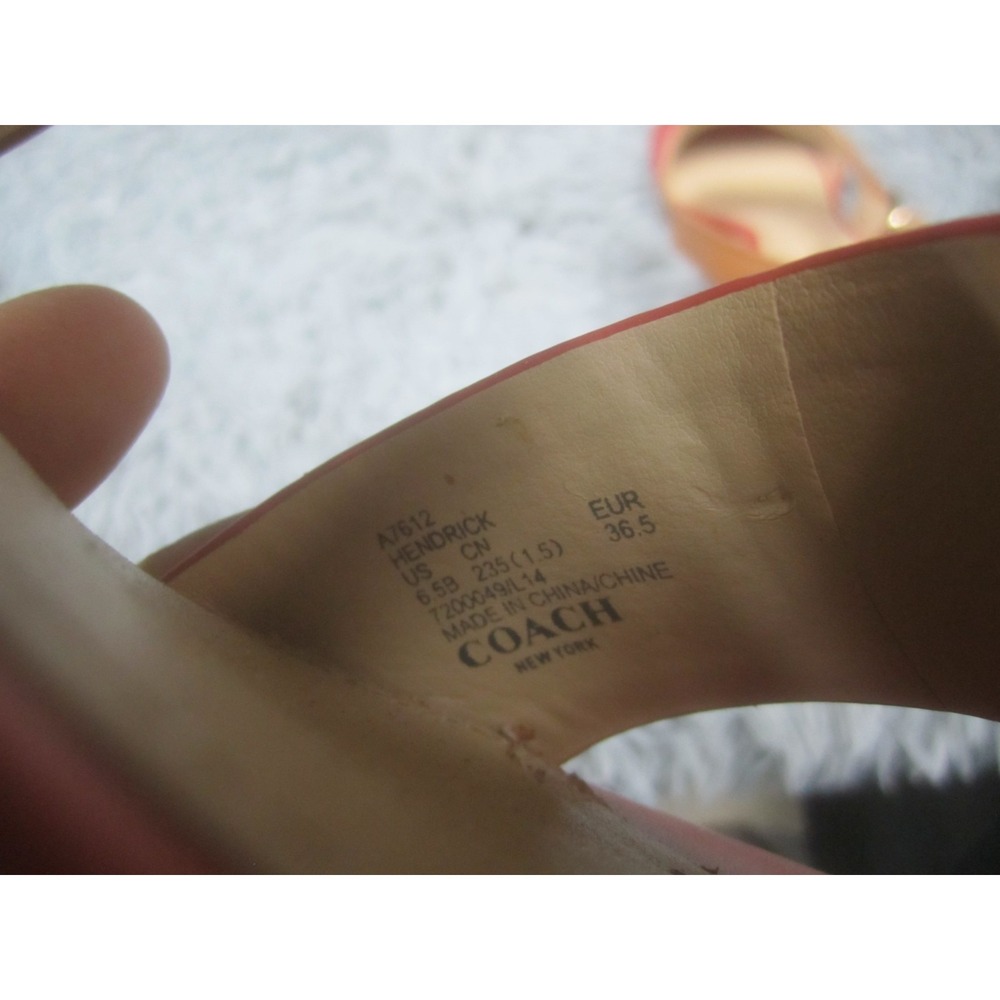 COACH Shoes Womens 6.5 B Slingback Sandals Wedge Watermelon Ginger Hendrick - Picture 12 of 16